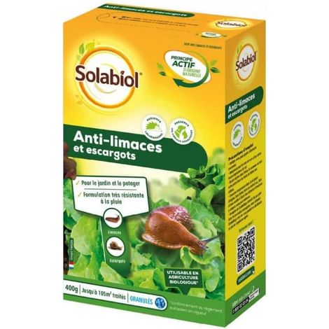 SOLABIOL Anti-Limaces & Escargots - 400g - Granulés - Résistant À La Pluie - Prêt À L'Emploi - Utilisable En Agriculture Biologique SOLIMA400