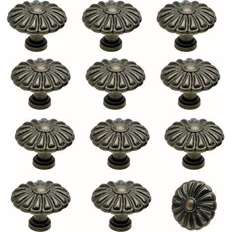 Ensemble de 12 poignées de porte en alliage de zinc – Couleur laiton – 31 x 21 mm – Convient aux armoires et tiroirs – Installation facile
