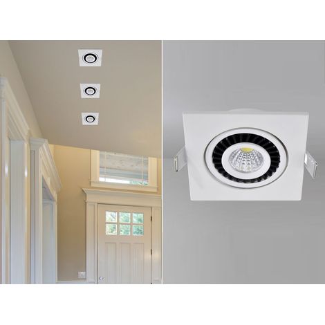 LED Einbaustrahler BARI Weiß eckig mit schwenkbarem Spot - 8,5cm (1/5)