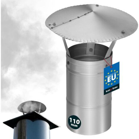 Chapeau De Cheminée - Inox - ø 110 mm - Argent - Chapeau Cheminée Anti Pluie - Résistant à la Corrosion - Installation Facile - Design Moderne-NANOTEH (1/5)