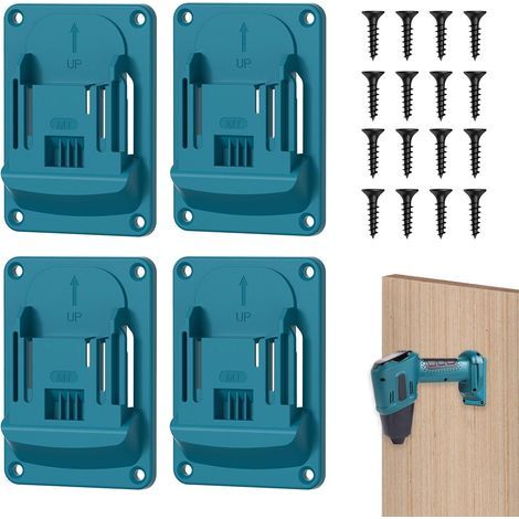 4 PCS Wall Tool Holder for 18V,11.4x8.1cm Wall Tool Holder with 16 Screws,Battery Holder with Screws,Wall Mount for Drill,Wall Mounts for Drill for Workshop,Garage (1/5)