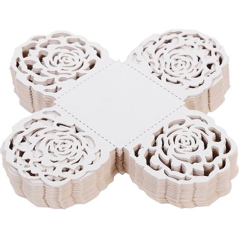50 plateaux de séparation en papier pour emballage de chocolat, caissettes à muffins au chocolat ajourées-3.5X3.5X3.3CM-White