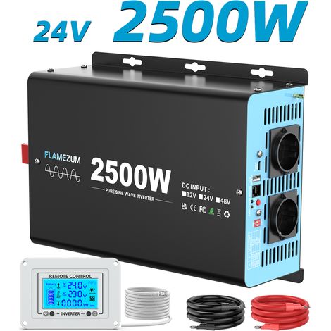 Spannungswandler 24V auf 230V – Reiner Sinus‑Wechselrichter 2500W Dauerleistung 5000W Spitzenleistung – Schutz vor Überhitzung und Kurzschluss (1/5)