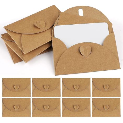 100 enveloppes en papier kraft avec 100 cartes vierges, mini-enveloppes à fermeture en forme de cœur pour cartes cadeaux, style graffiti DIY (1/4)