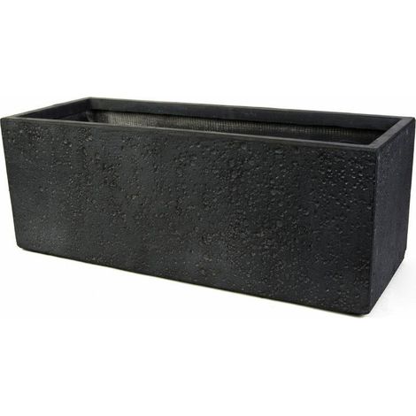 köhko® Blumenkübel aus Fiberglas neuartiges Stein-Optik Pflanzkübel 100x40x40 cm Anthrazit Trog (1/5)
