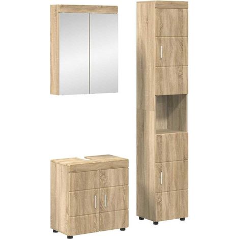 vidaXL Ensemble de mobilier de salle de bain TULUM 3 pc Chêne Sonoma