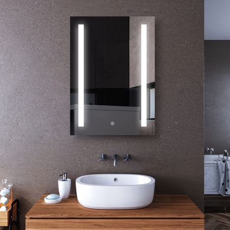 ELEGANT Anti-foggy Bathroom LED Mirror with Light 500 x 700 mm Bar Light,Shaver Socket + Touch Switch + 4MM HD Sliver Mirror + Aluminum Alloy Frame (1/5)