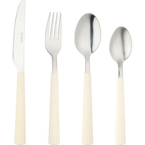 Couverts de bistro, ensemble de 16 pièces, acier inoxydable 18/0, manche arrondi, blanc (1/5)