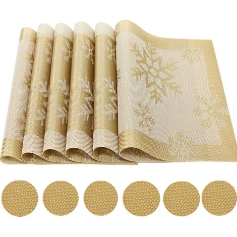 Ein Set aus 6 Vinyl-Tischsets, rutschfester PVC-Tischdecke, w