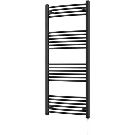 Zennor - Black Electric Towel Rail H1400mm x W600mm Curved 700w Standard (1/3)