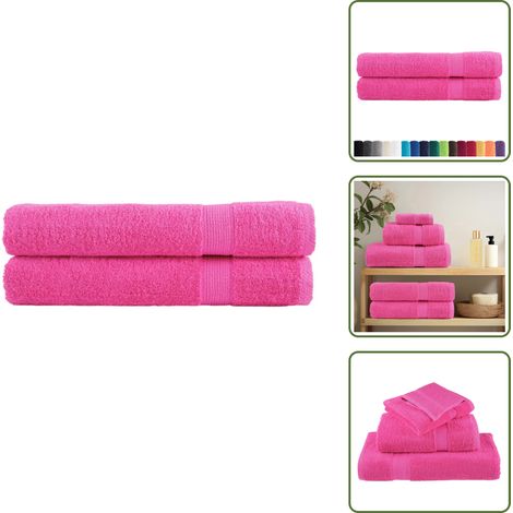 The Living Store Premium-Handtücher SOLUND 2 Stk. Rosa 100x200 cm 600 g/m² - Baumwolle - Rosa Handtücher - Badezimmertextilien - Strandtuch - Badetuch (1/5)