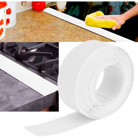 Bande d'étanchéité autocollante étanche en PE de 38 mm pour toilettes, salle de bain et angles de murs (blanche). (1/5)