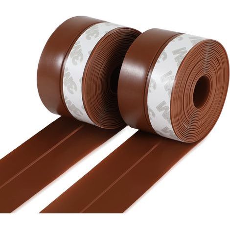 Lot de 2 bandes d'étanchéité autocollantes en silicone pour fenêtre de protection contre les intempéries -Pour porte et porte en verre -2 pièces par paquet de 3m -Total de 6m (marron) 35mm (1/4)