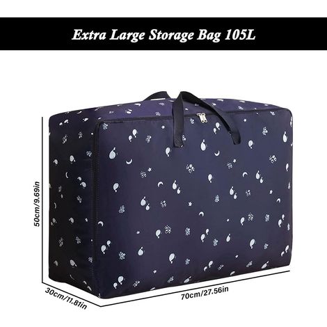 Juego de 2 bolsas de almacenamiento grandes de 105 litros, con tapas plegables y asas para ropa, edredones, ropa de cama, juguetes, debajo de la cama o en el armario. (1/4)