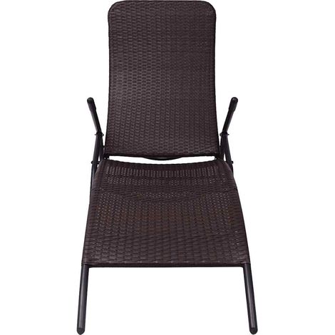 Lettino Prendisole  Sdraio Pieghevole in Polyrattan Marrone (1/5)