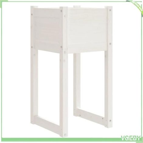 Jardinière - FAFEICY - 822124 - Blanc - Bois de pin massif - 40x40x81 cm (1/5)