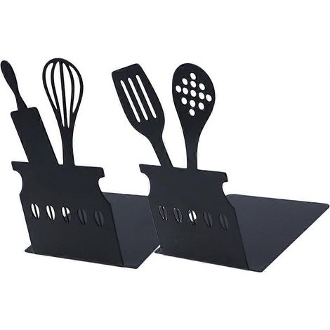 Serre-livres en métal noir, supports de livres pour la maison, lot de 2, supports de bureau créatifs (1/5)