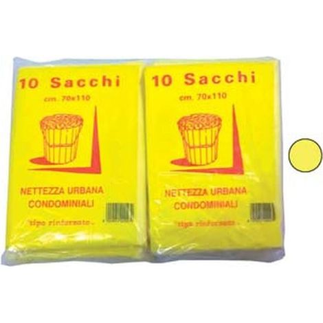 Sacco condominiale rinforzato giallopz.10 - cm.70x110 gr.75 - 10 cf