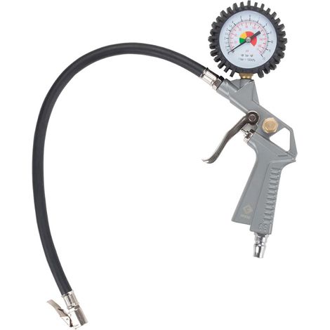 GROZ PISTOLA GONFIAGGIO PNEUMATICI GOMME ARIA COMPRESSORE CON MANOMETRO
