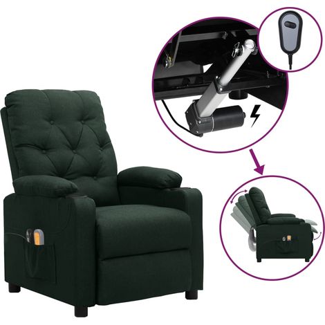 Elektrischer Massagesessel Dunkelgrün Stoff (1/5)