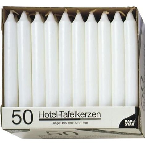 Bougies de table - PAP STAR - Ø 2,1 x 19,6 cm - Diam. 2,1 cm - Long. 19,6 cm - Blanc