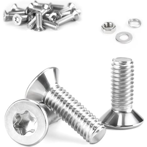 Lot de 50 vis M4 x 20 mm, à tête fraisée Torx, en acier inoxydable avec rondelles, pour machines, appareils, meubles (50, M4 x 20 mm) (1/5)