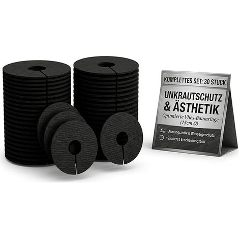 Lot de 30 anneaux de paillage en non-tissé 15 cm de diamètre Respirants Protection des racines Pour plantes de jardin Protection contre les mauvaises herbes (1/5)