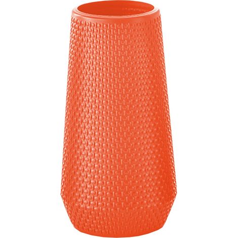 Vase Décoratif - Vase à Fleurs en Plastique pour Décoration Intérieure et Ambiance Festive - 25,5 x 10,5 x 10 cm - Orange - 1 Pièce (1/5)