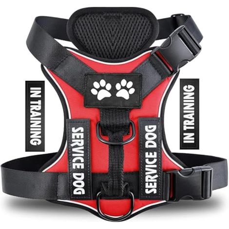 Harnais Chien Anti Traction, Réfléchissant Respirante, avec Attache Devant et Poignée Contrôle Sécurité, Harnais pour Chiens Petits, Moyens et Grands (1/5)