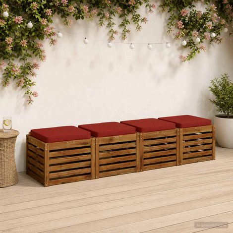 vidaXL Cojines de Asiento de 4 Piezas VUGHT 4 pcs 100% Poliéster Rojo (1/5)