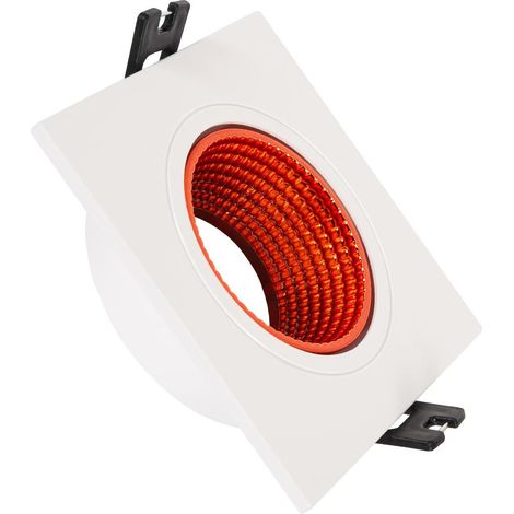 Portafaretto Downlight Quadrato Basculante Colorato per Lampadina LED GU10 / GU5.3 Foro Ø80 mm Rosso