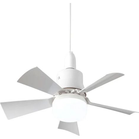 Ventilateur de plafond à cinq pales, culot E27, pales détachables + tige d'extension, 30 W, boîtier noir, pales carrées. (1/4)
