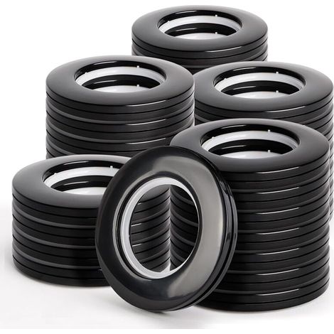 Ahlsen Vorhangringe, 40 mm, Vorhangringe aus Kunststoff, Gardinenstangenringe, Vorhangösenringe, DIY-Fenstervorhangringe, 32 Stück, Schwarz