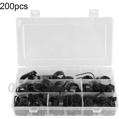 200 clips en P de type R - Jeu compact et facile à ranger de plusieurs clips pour câbles en P, idéal pour la gestion des câbles Q-AquaForge (1/5)