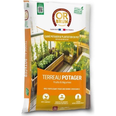 Sustrato para huerto OR BRUN 20 L compost fertilizante natural para maceta cuadrada