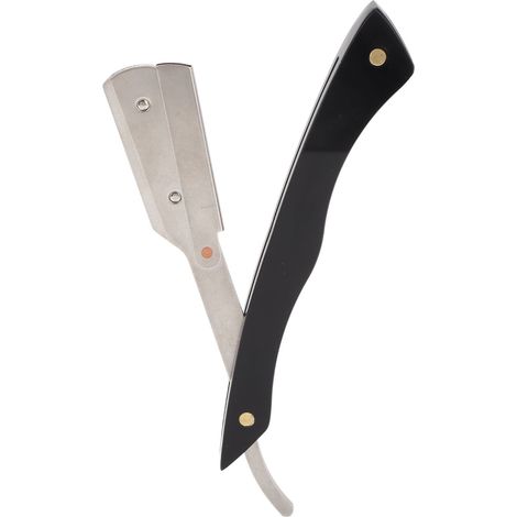 Porte-lame de barbe en acier inoxydable pliable, support pour tondeuse à barbe manuelle à lame droite pour hommes (1/5)