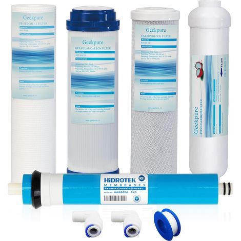 8er-Pack 10-Zoll-Umkehrosmosefilter, kompatibel mit 5-Stufen-Systemen, 75 GPD Trinkwasser (1/5)