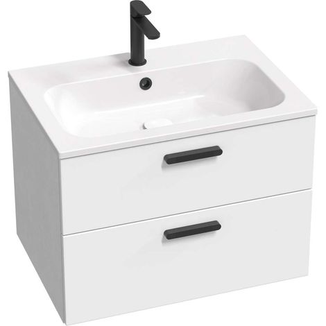 Ravak Chrome II - Mueble lavabo 70x50x49 cm, 2 cajones, blanco brillo X000001745 (1/3)
