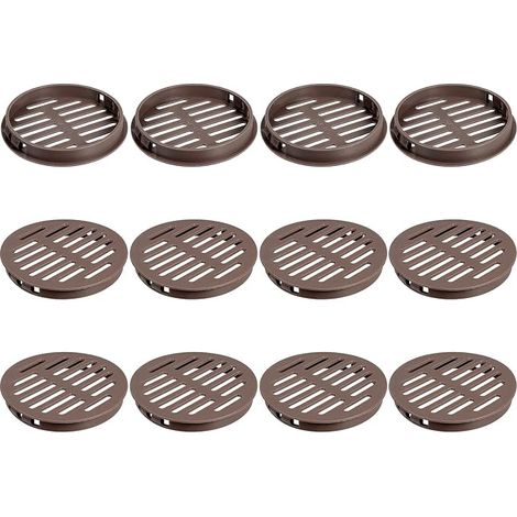 12Pcs 80mm/3.15" Circular Saffit Air Grilles Ventilation Cover Plastic Ventilation Louvre Round Mesh Holes Louver for Kitchen Wardrobe Dark Brown (1/5)