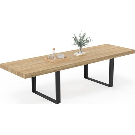 Table à manger rectangle PHOENIX 12 personnes bois et noir 300 cm
