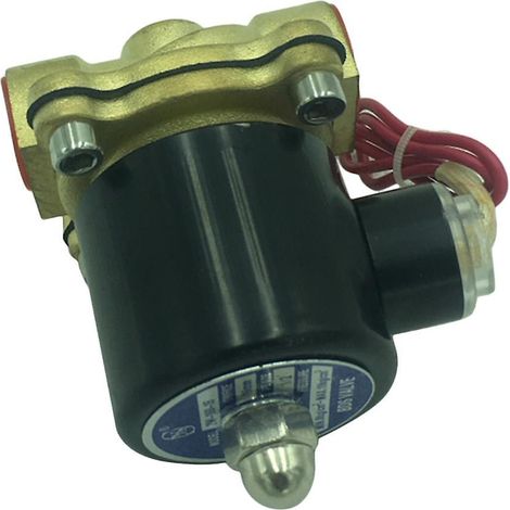 Électrovanne électrique en laiton 1/2'' pour eau, air et gaz, 24 V CC / 220 V CA, normalement fermée. (1/5)