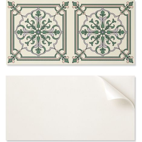 Panel decorativo de vinilo autoadhesivo para pared, 100x50 cm, con estampado floral y adornos.