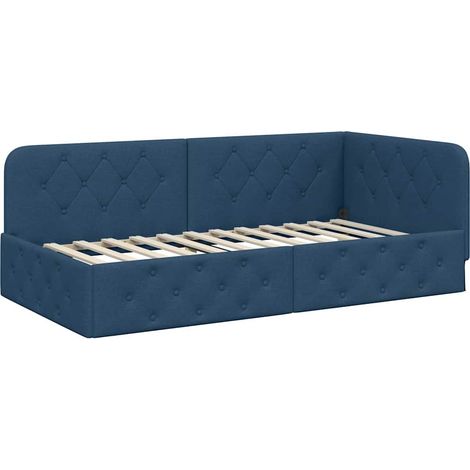 Maison Exclusive - Cornice del letto ad angolo Blu 90 x 190 cm Tessuto