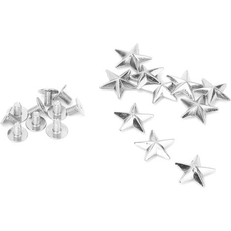 10 rivets à pointe en forme d'étoile en métal pour la décoration de sacs, chaussures et articles en cuir (14 mm, argent)