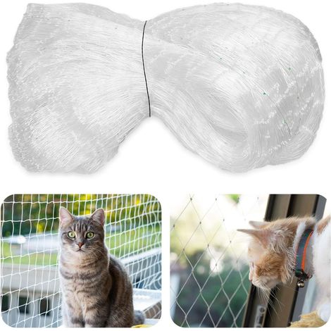 5 x 5m Filet Chat Balcon Sans Percage, 2.5cm Filet Chat, Blanc Filet Chat Balcon, Filet de Protection Chat, Filet Protection Chat Convient pour Intérieur et Extérieur Balcon Escalier Jardin Terrasse (1/5)