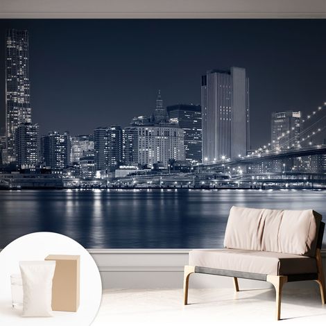 Papier peint avec colle pour décoration moderne de salon chambre à coucher cuisine et bureau Facile Ville nocturne 312x219 cm (1/5)