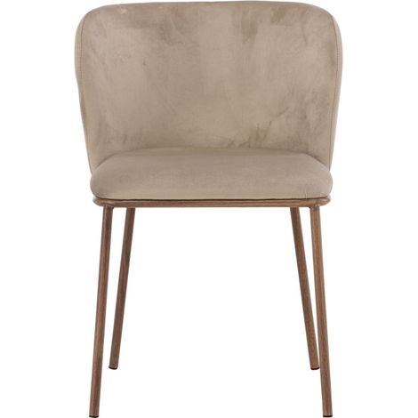 Lot de 2 chaises en velours et métal - Beige - Edina (1/5)