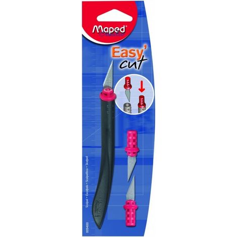 Scalpel - MAPED - Easy' Cut - Lames interchangeables - Rangement sécurisé - 3 embouts inclus (1/4)