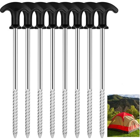 Picchetti a vite per tenda, 8 pezzi, 21 cm, per telone da tenda, giardino, campeggio, ancoraggio a terra (1/5)