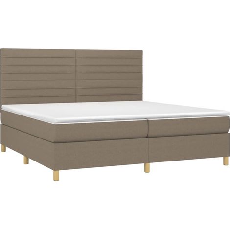 Box Spring Bed with Mattress&LED Taupe 200x200 cm Fabric vidaXL (1/4)
